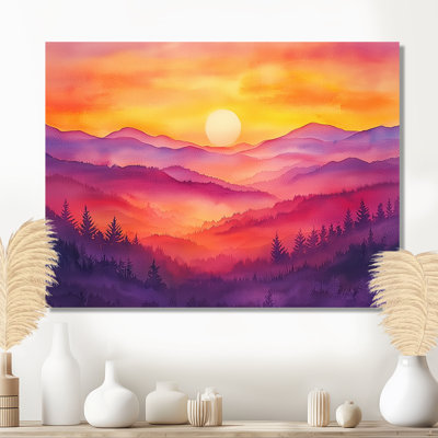 Sunset Valley With Wildflowers I - Sunset Wall Décor