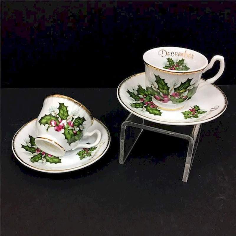 Levio - tasse de thé et soucoupe de Noël houx de Levio
