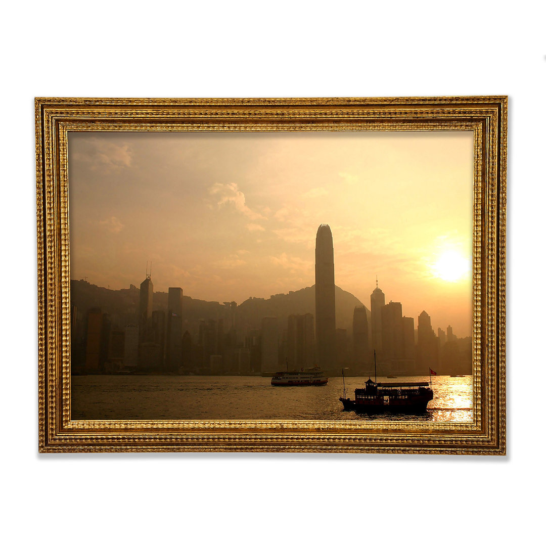 Hong Kong Misty Morning Sunrise Gerahmter Druck