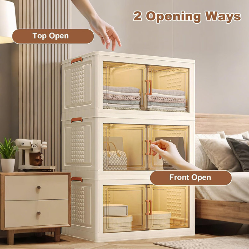 Armoire de rangement pliante en plastique pour chambre à coucher, armoire de rangement multicouche