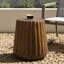 Table d'appoint à texture rustique, hauteur de 16,36 po, grain de bois brun, pour les espaces de détente extérieurs et intérieurs hauts, finis et décoratifs