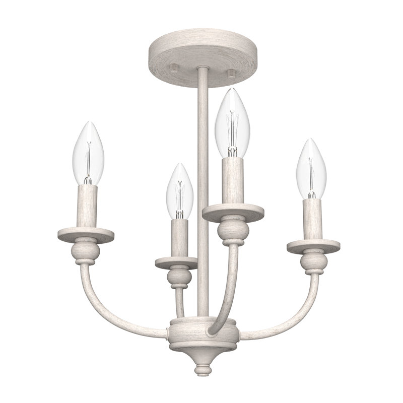 Southcrest 4 Light 13" Semi Flush Mount, Distressed White