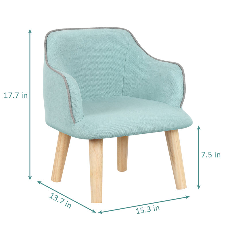 Home Low Wooden Chair with Backrest, Dark Blue