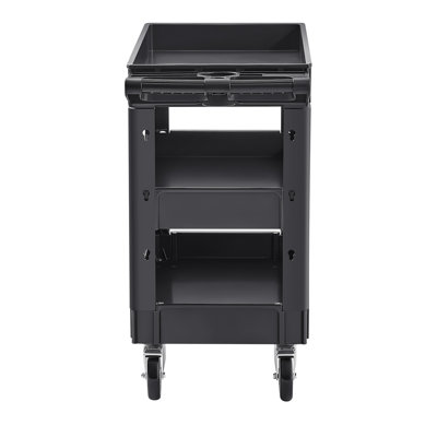 Chariot de service utilitaire, capacité de charge de 250 kg, chariot utilitaire roulant en plastique robuste à 3 tablettes avec roues pivotantes à 360° (dont 2 avec freins), poignée de rangement ergonomique pour entrepôt/garage/nettoyage