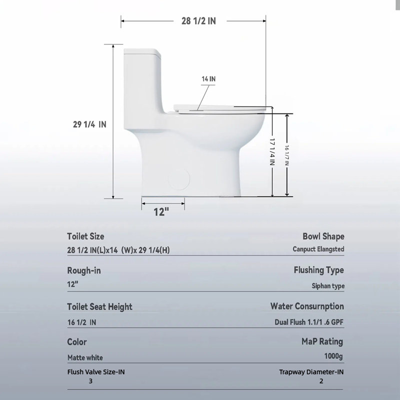1.1/1.6 GPF Tornado Flush One-Piece Toilet with Comfort Chair Seat ADA Height 17", Powerful & Quiet Dual Flush Modern Toilet,Siphonic S-trap 12",Rimless Bowl with Soft Closing Seat, Matt Black