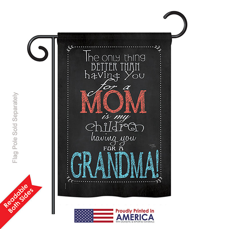 Drapeau de jardin Leighann Mom Grandma Summer Seasonal Impressions 2-Face Burlap 18,5 x 13 po