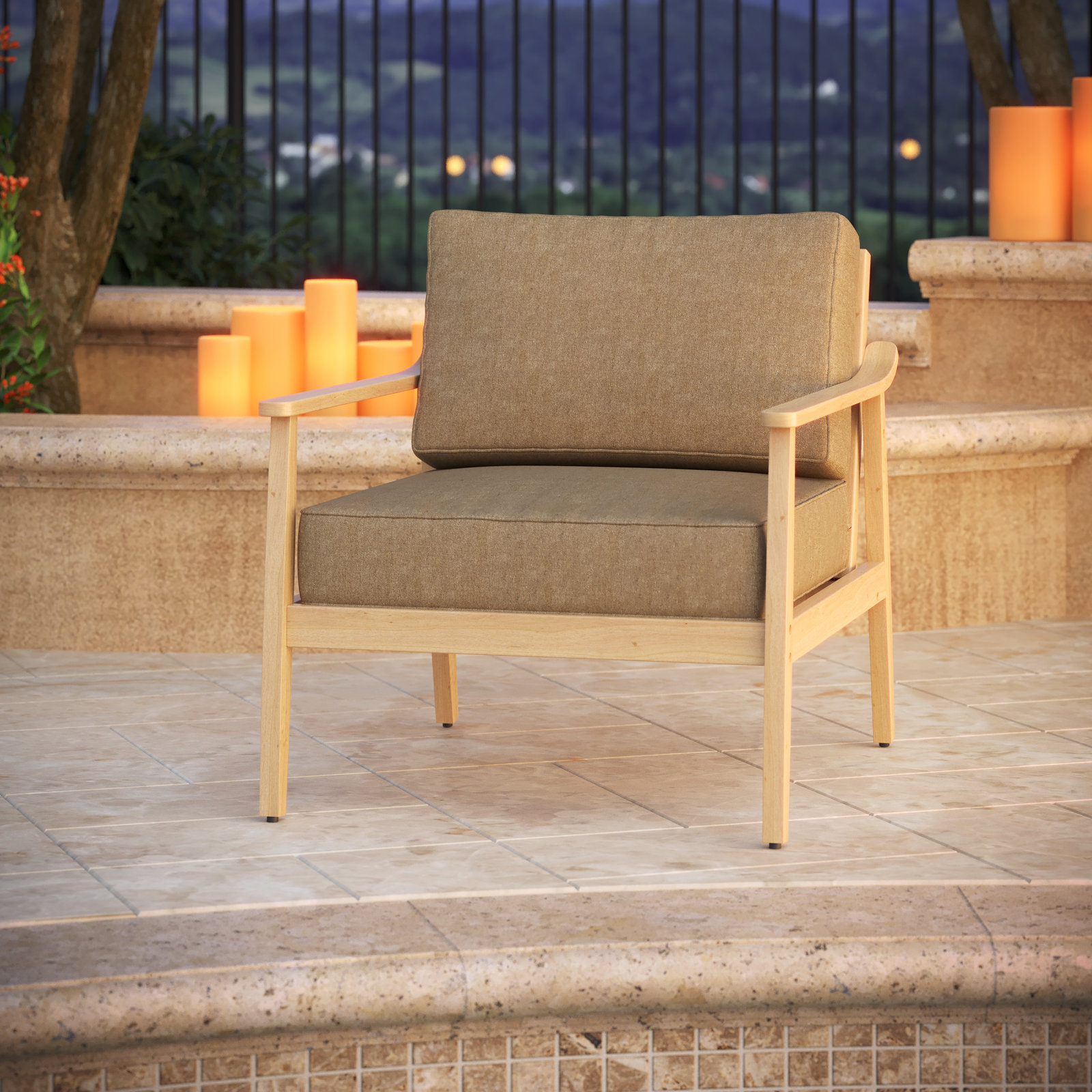 Outdoor Sunbrella Seat/Back Cushion, Canvas Heather Beige Sunbrella® Canvas