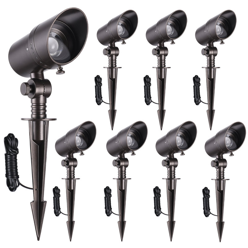 Projecteur DEL basse tension Focal pour éclairage paysager, faisceau orientable de 15° à 60° pour arbres, couleurs RVB changeantes, finition bronze huilé