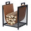 Indoor Outdoor Firewood Holder Rack with Brown Leatherette