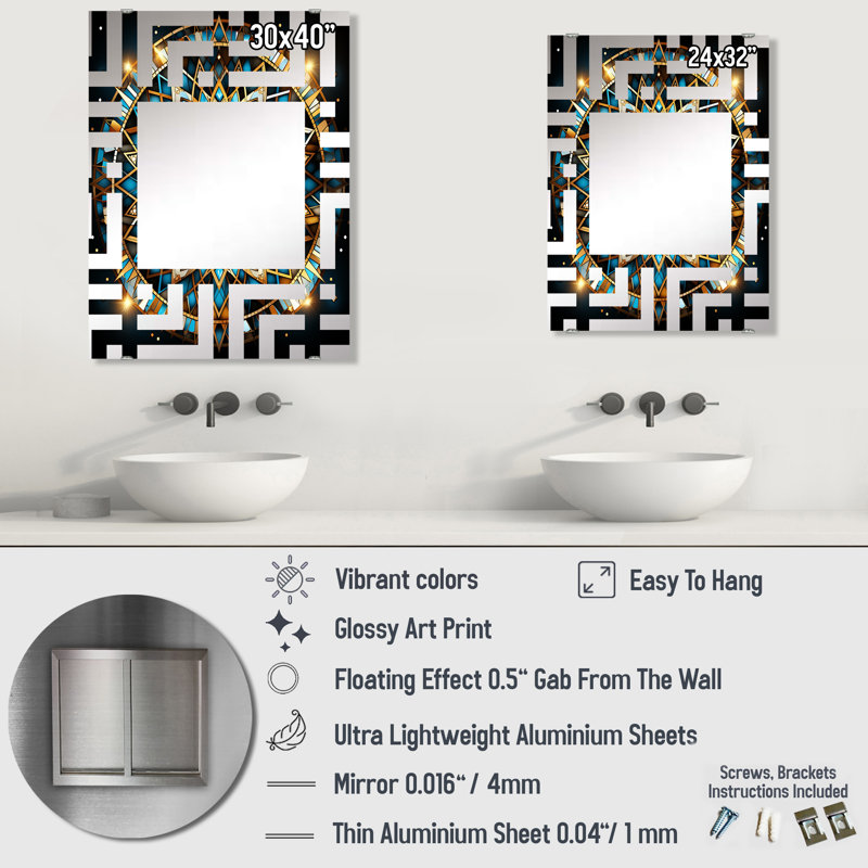 Grand miroir mural Dinius - MIR134747, 32 po x 24 po