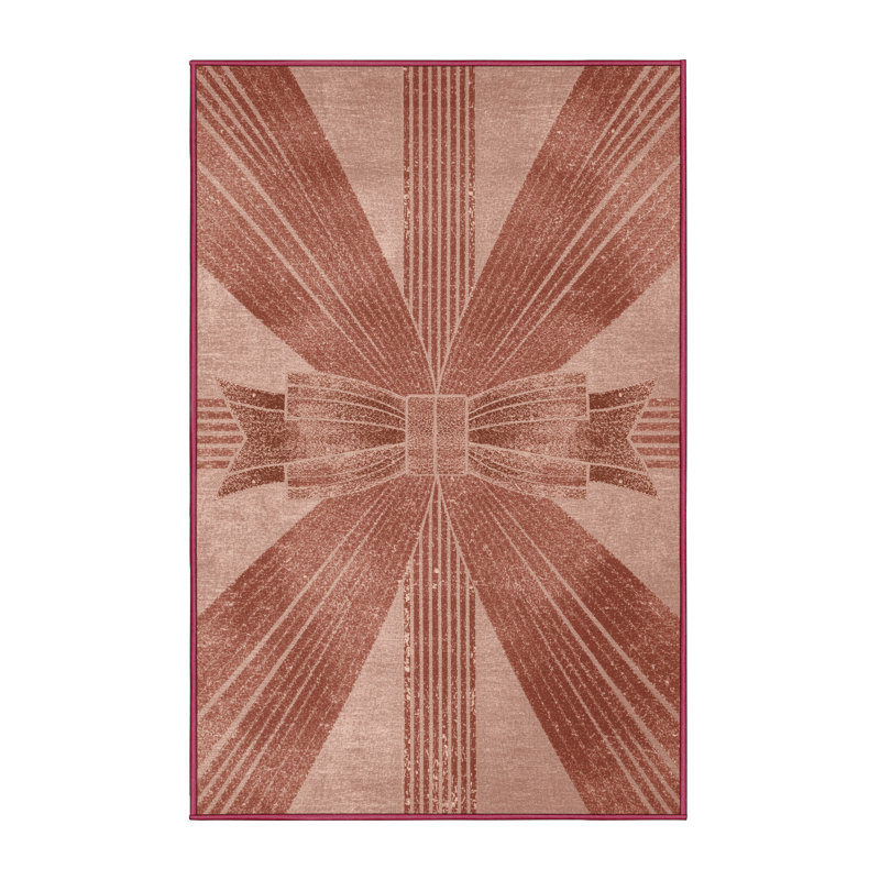 Soft Plush Eudy Christmas Modern & Contemporary Abstract Area Rug in Brown – Rose Binding, 2x3