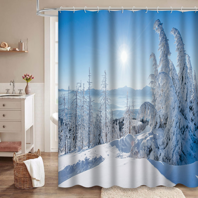 Rideau de douche avec 12 crochets Fantastic Winter Sunset, L 72 po x l 84 po