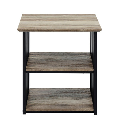 Metal Frame Nightstand, Industrial Style Bedside Table With Shelf