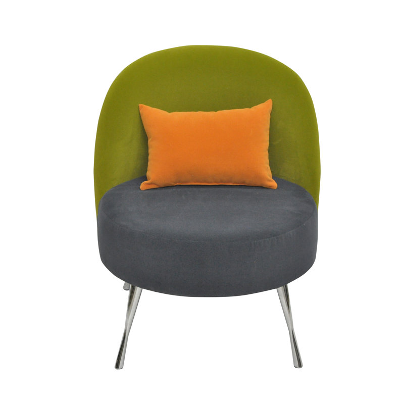 Upholstered Accent Chair, Orange, grey and green