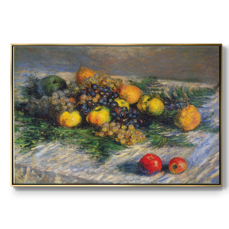 Nature morte encadrée sur toile par Claude Monet, H 27 po x l 41 po x P 2 po, Toile avec cadre flottant or