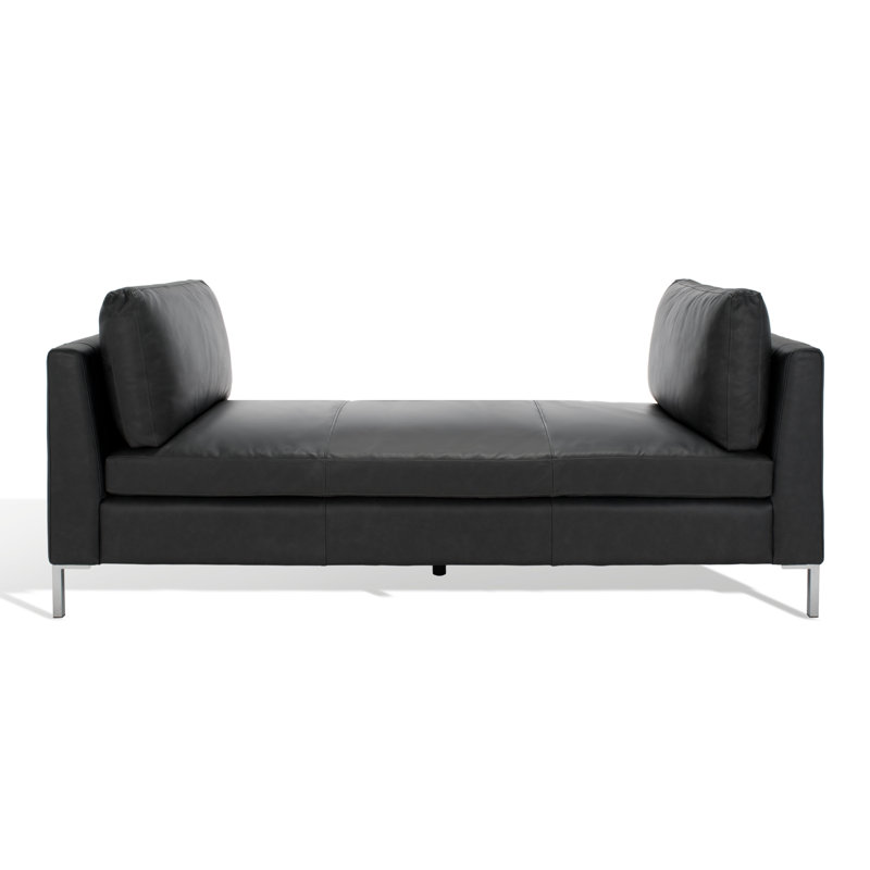 Canapé en cuir véritable 83 po, Cuir véritable noir