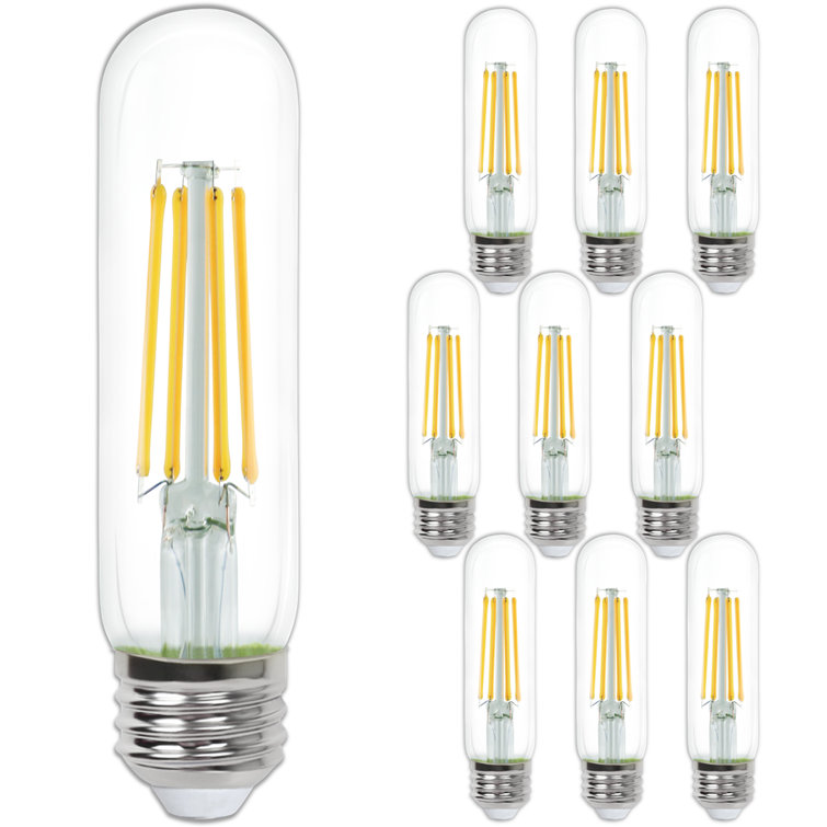 Candex Lighting 5.5 Watt 60 Watt Equivalent, T10 LED Dimmable Light Bulb,  Warm White 2700K E26/Medium Standard Base