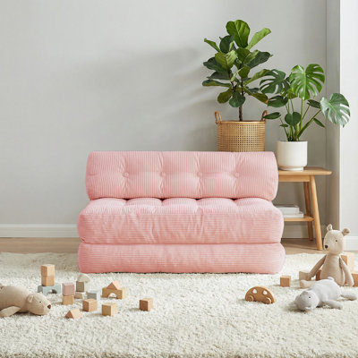 50" Convertible Folding Sofa Bed Pillow Back Support, Pink