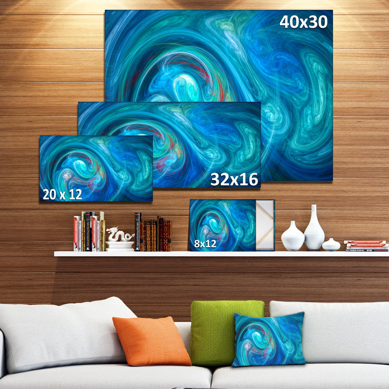 «Dark Blue Fractal Abstract», impression sur toile, H 30 po x l 40 po x p 1 po