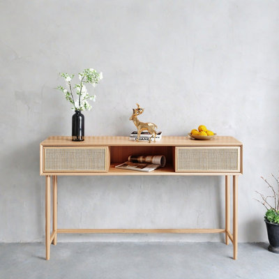 Table d'entrée moderne en bois de frêne massif minimaliste