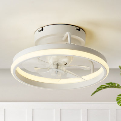 Gurganus 13" Oscillating Flush Mount LED Fandelier with Light Kit and Remote