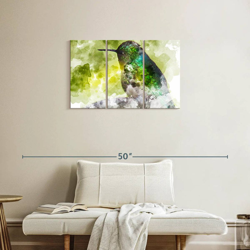 Brampt Hummingbird In Emerald, 20" H x 33" W