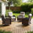 Alakai 6-Piece Outdoor Wicker Family Patio Swivel Chair Conversation Set With Side Tables-538122913