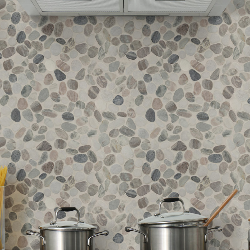 Marvella Pebble 12 in. x 12 in. Natural stone Mosaic Floor and Wall Tile, Gravelle