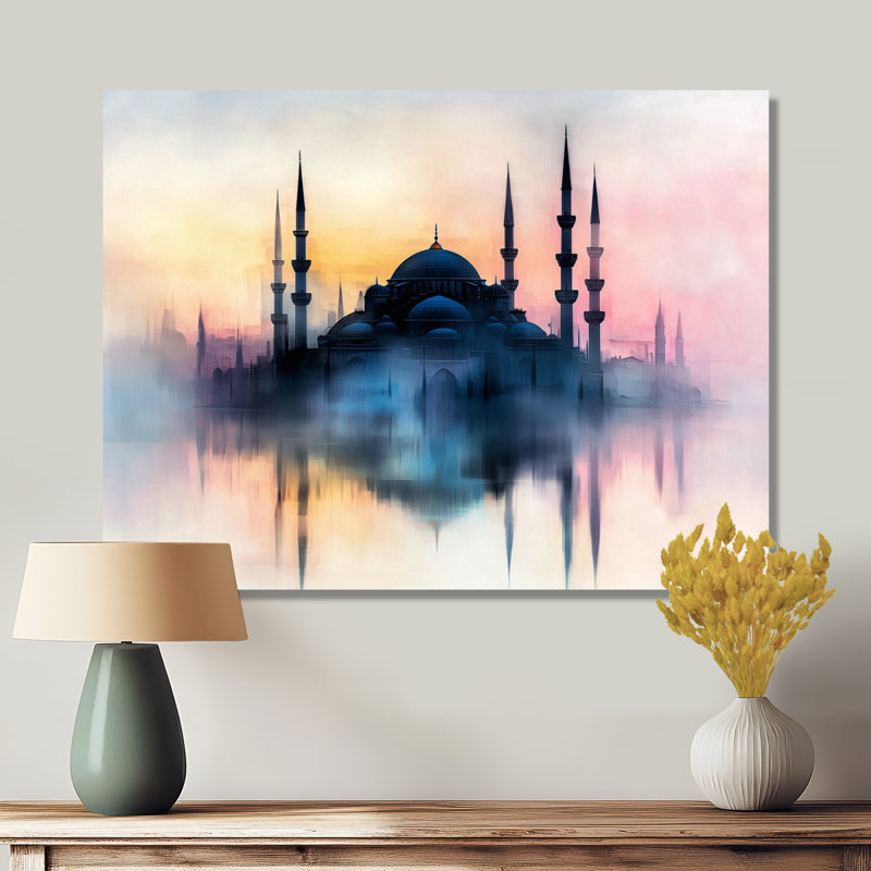 Mosquée à l'aube, Turquie, Turquie, art mural, H 16 po x l 32 po, Toile tendue, Ne s’applique pas