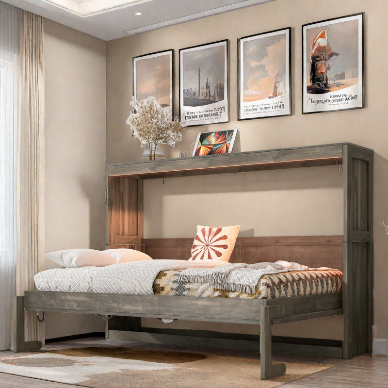 Murphy Bed With Led Light, Brown