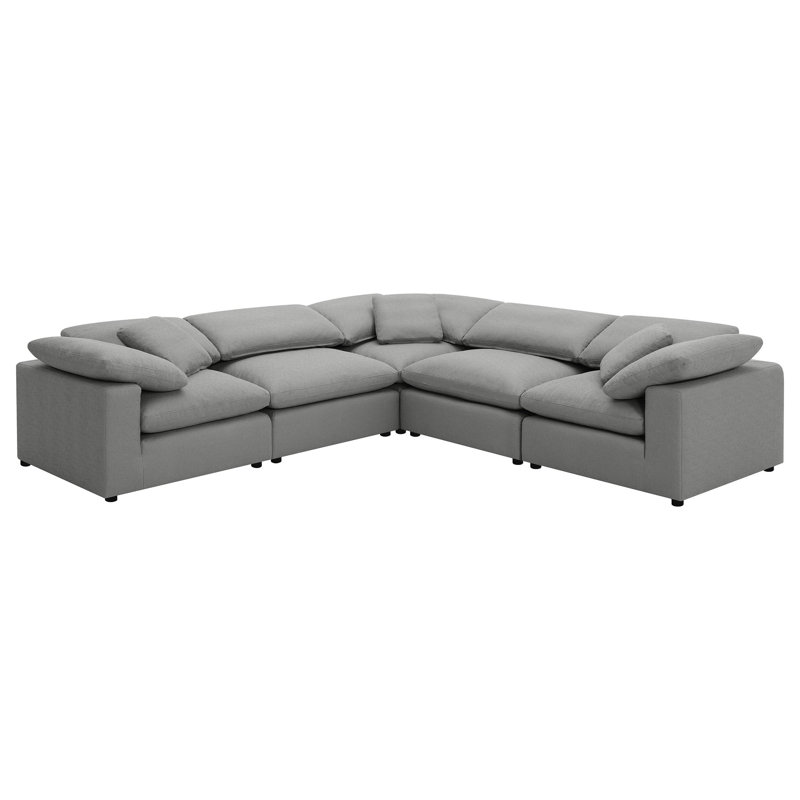 Canapé modulaire rembourré 5 pièces Beatriz, Boucle grise