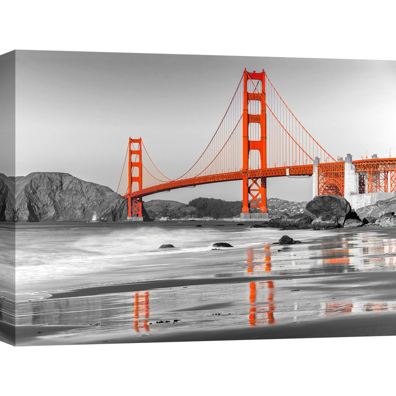 Baker Beach And Golden Gate Bridge, San Francisco by Anonymous - Wrapped Canvas Print, 70cm H x 100cm W x 4cm D