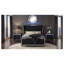 Ensemble de chambre à coucher Provence Black Queen 3 pièces avec lit en velours capitonné et tables de chevet