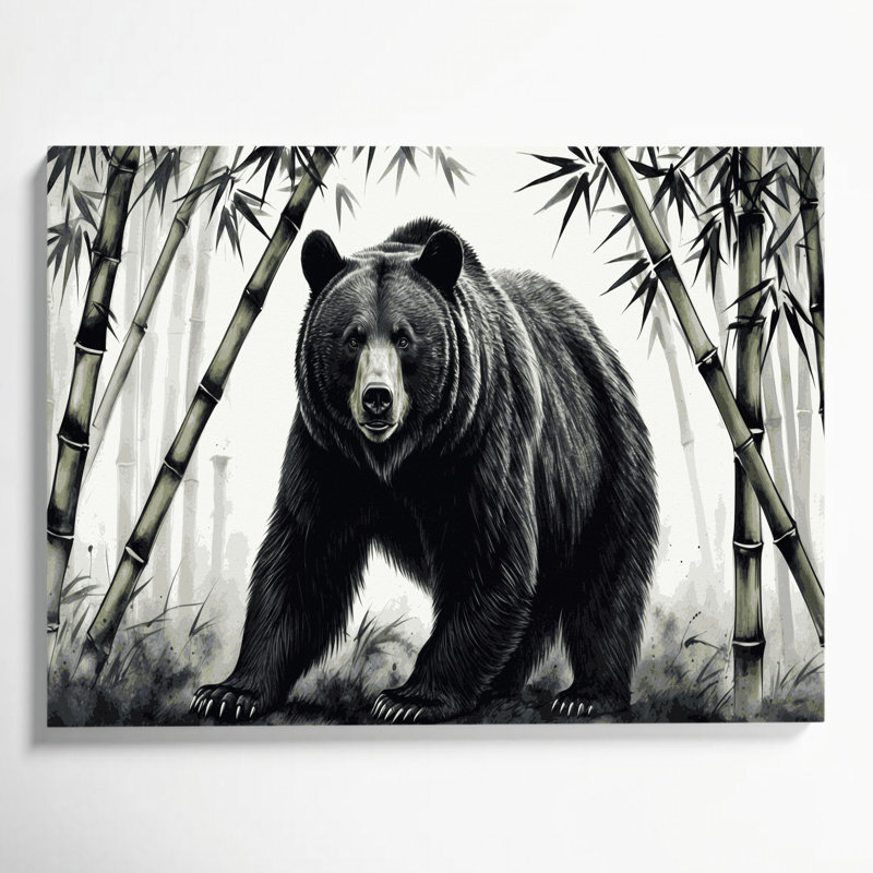 Faune, ours noir asiatique, art mural sur toile blanche, 20" H x 30" W