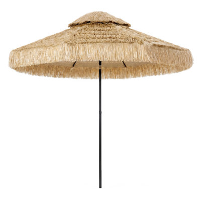 Parasol de terrasse Outsunny Hula de 2,6 m (8,5 pi) avec toile à double niveau et structure métallique, idéal pour le jardin, la terrasse et la piscine.