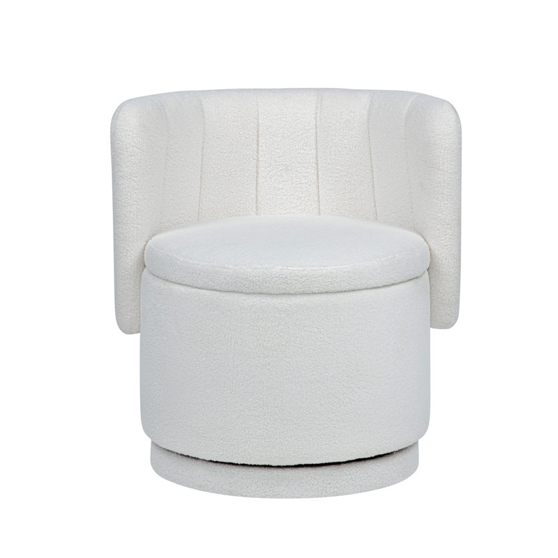 Rotaspace 360-Degree Rotating Accent Chair With Hidden Storage And Plush Upholstery, Beige