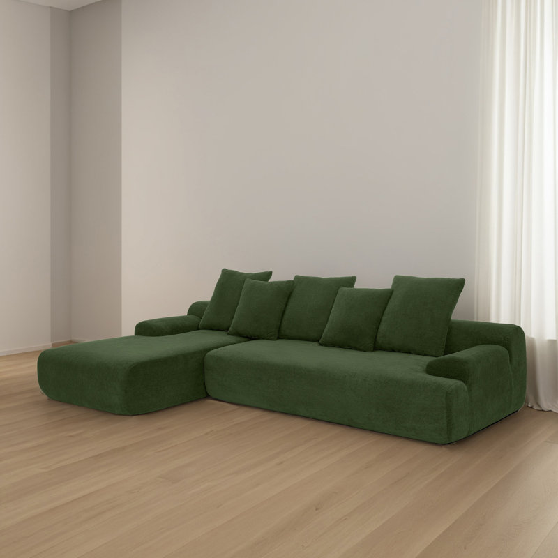 Canapé-lit modulaire 2 pièces pour salon, Velours vert