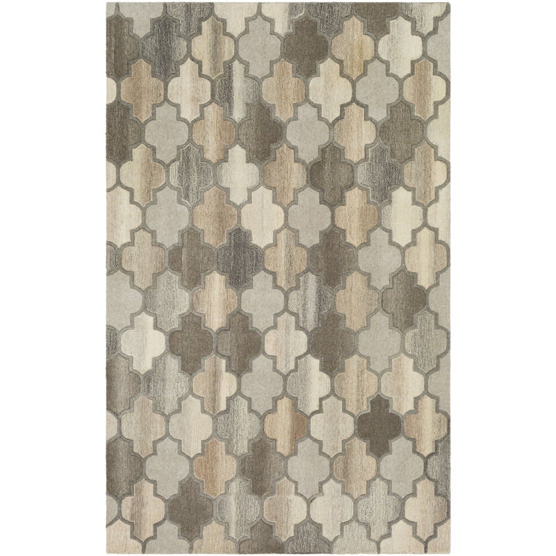 Breccan Hand Tufted Wool Geometric Indoor Rug, Rectangle 10' x 14'