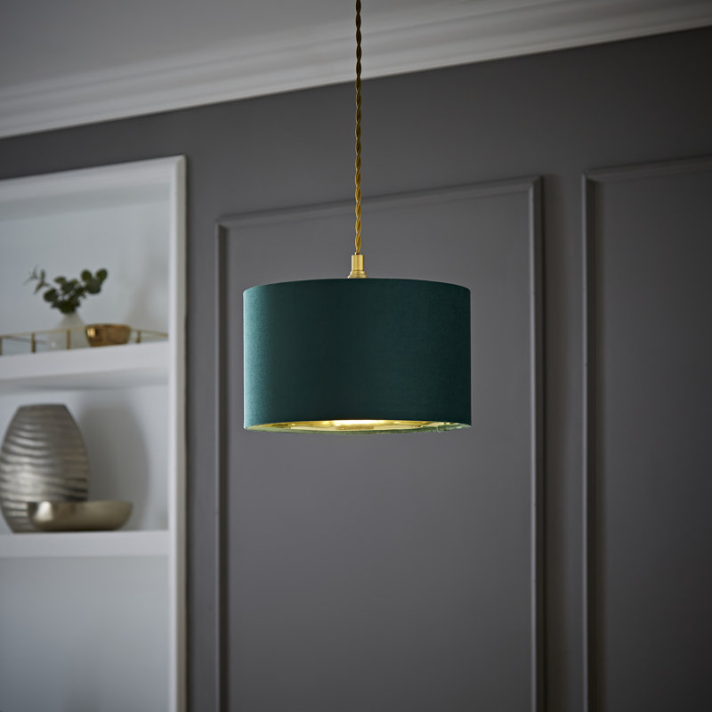 Afzaal Linen Blend Drum Lamp Shade ( Slip-On ) in Green, 15" H x 25" W x 25" D