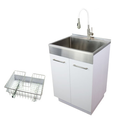 Évier à lessive autoportant avec robinet L 23,6 po x l 19,7 po