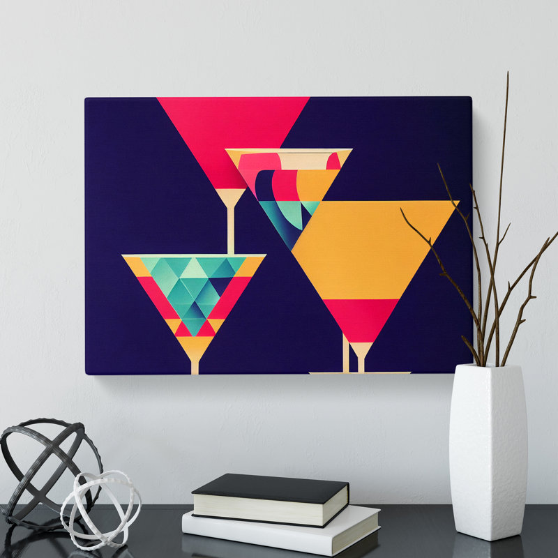 Cocktail Geometric Art Abstract - Wrapped Canvas, 35cm H x 50cm W x 3cm D