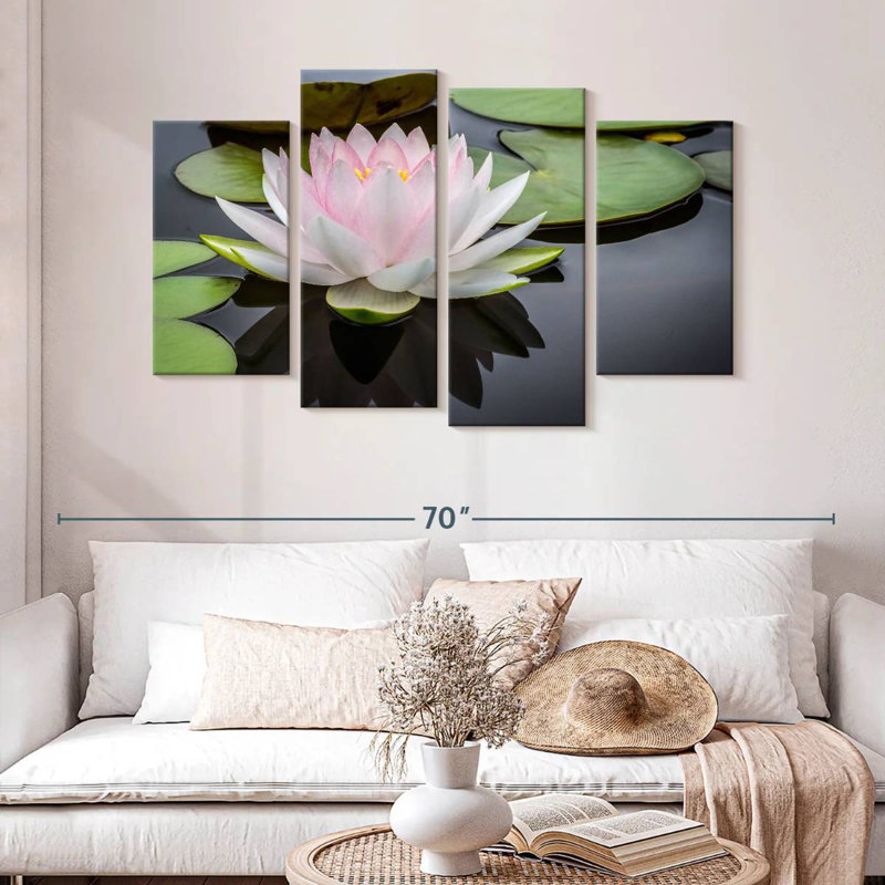 Lotus blanc rosé Harnek, H 32 po x l 52 po