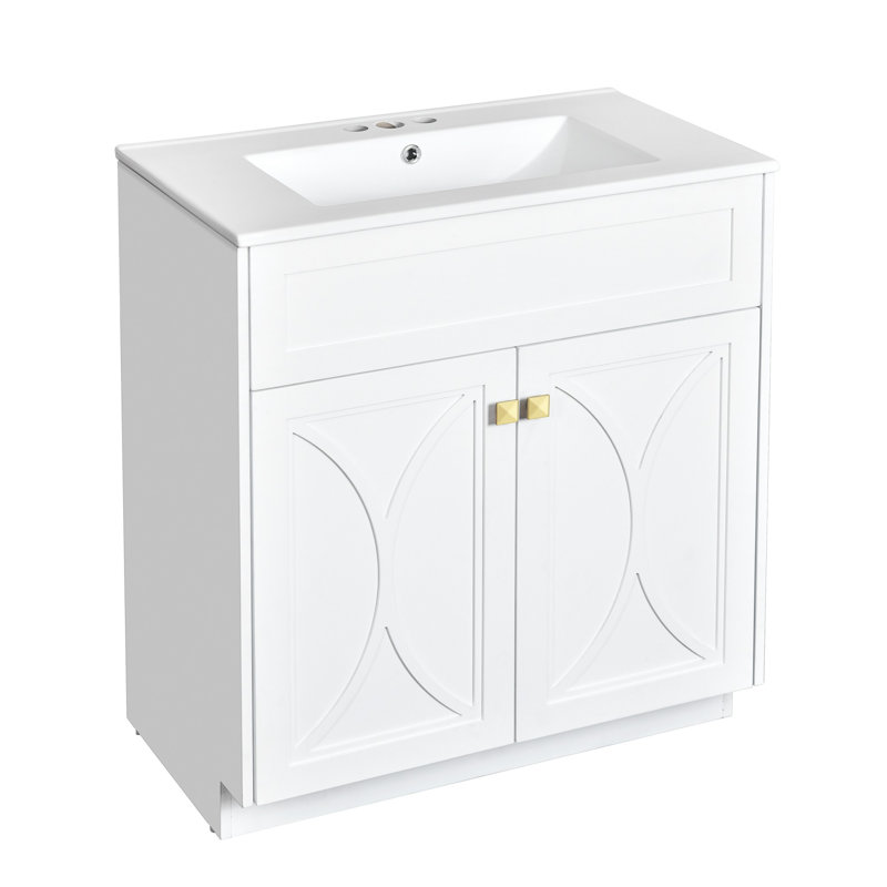 Meuble-lavabo 30 po avec lavabo en céramique, Blanc