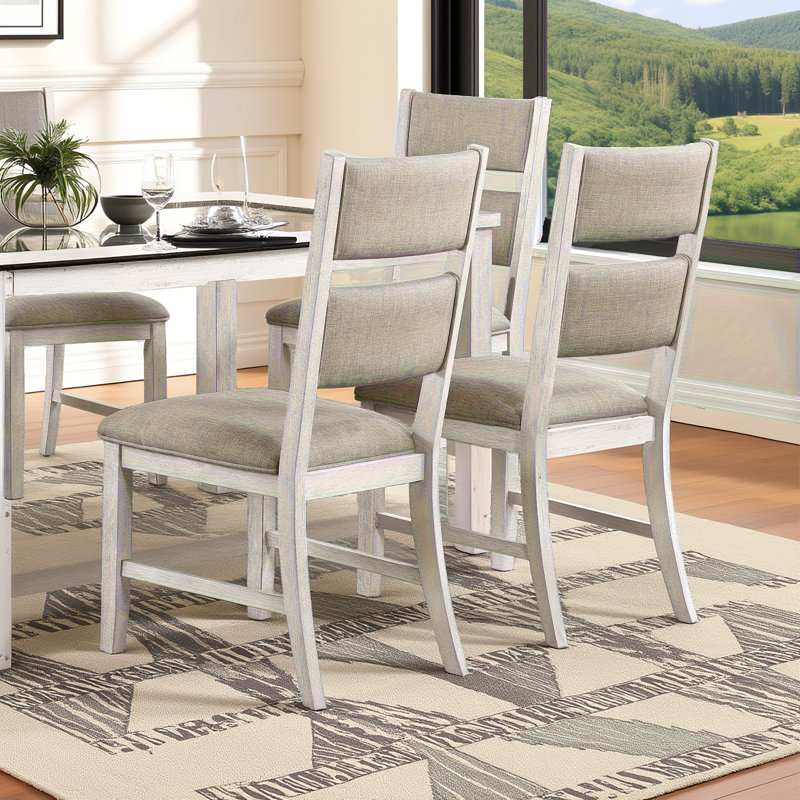 Ensemble de salle à manger Modern Farmhouse - Table antique et chaises rembourrées , 7 pièces : table, 6 chaises