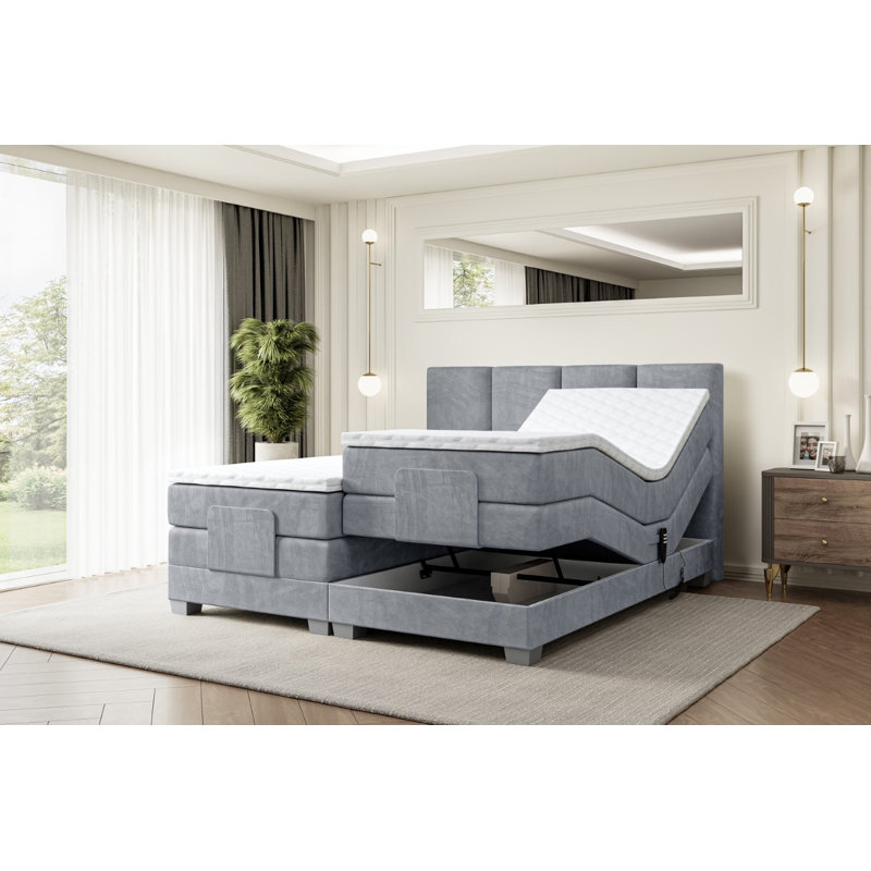 Granita Pocket Spring Mattress Divan Bed Base, 140 x 200cm, in Grey