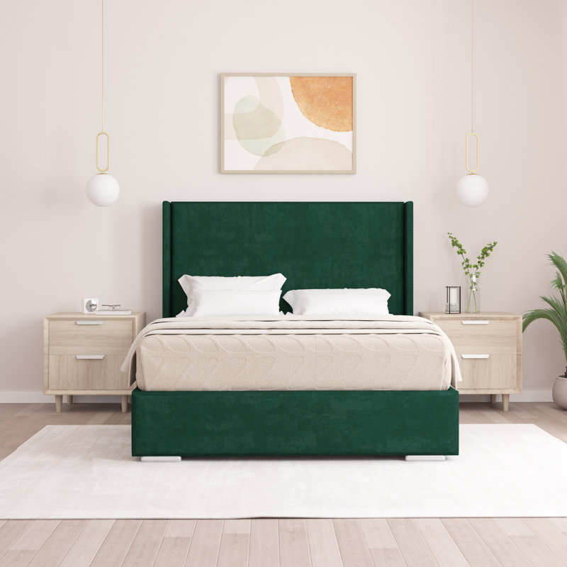 Chelby Upholstered Bed, Kingsize (5'), Emerald