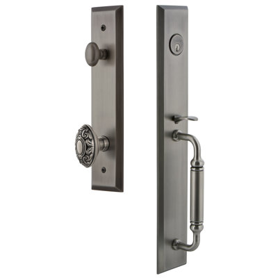 Fifth Avenue One-Piece Handleset with Single Cylinder Deadbolt and C Grip with Grande Victorian Knob