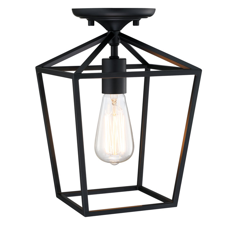1-Light 12-in Semi Flush Mount Light, Matte Black
