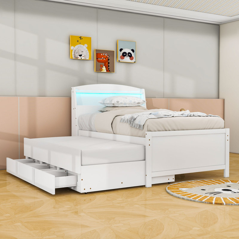 Lit plateforme en bois avec 3 tiroirs Charead, Lit simple
