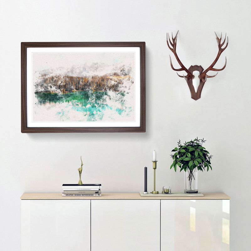 Mountain View Reflection - Framed Print, Walnut Framed, 33cm H x 45cm W x 2cm D